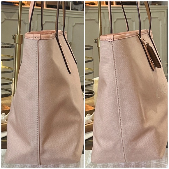 COACH Horse & Carriage Jacquard City Tote w/Leather Trim in Blush Pink, NWOT - Picture 5 of 16